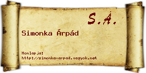 Simonka Árpád névjegykártya
