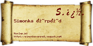 Simonka Árpád névjegykártya